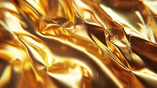 金色褶皱布料纹理特写