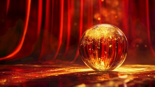 炫彩金球闪耀于红幕之前