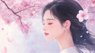 樱花下的温婉少女
