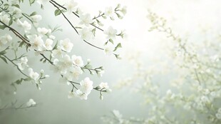 春日白花绽放唯美画面