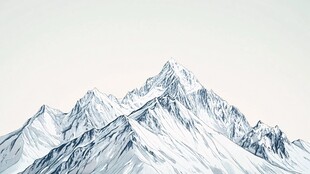 雪山壮丽风景素描图