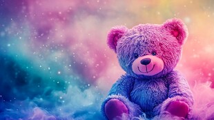 梦幻紫熊坐于绚烂云雾间