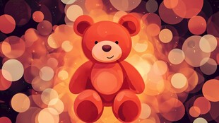 可爱红泰迪熊梦幻背景