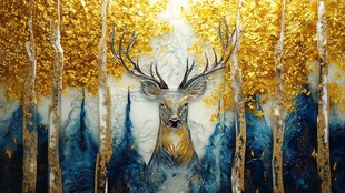 梦幻森林中的金角麋鹿