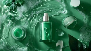 清新绿调美妆产品展示