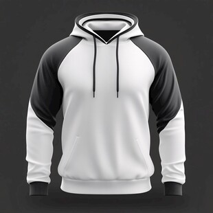 黑白拼接连帽卫衣展示