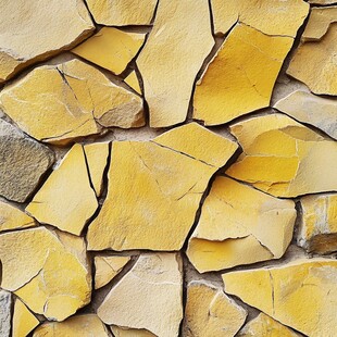 黄色碎拼石墙面纹理