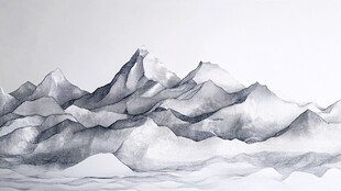 黑白水墨风的连绵山脉