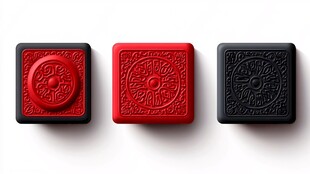 三色精美雕花方形物件