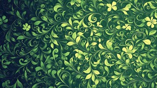 绿色花卉藤蔓图案背景