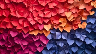 多彩心形折纸背景图案