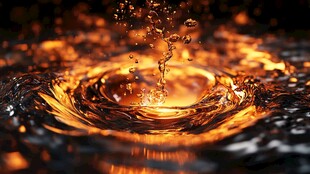 金色水花溅起的璀璨瞬间