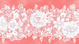 粉色底白色花卉花边图案