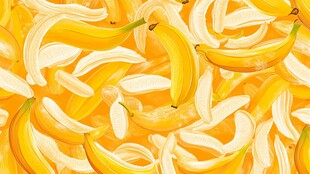 满屏剥开的黄色香蕉画面