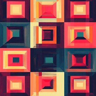 多彩立体方块几何图案