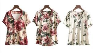 三款印花短袖女士上衣