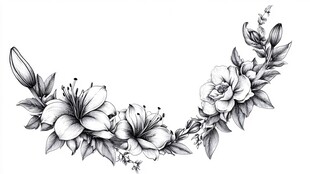 花卉手绘弧形装饰图案