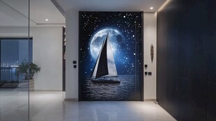 梦幻星空帆船玄关装饰画
