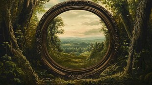 奇幻森林中的圆形画框景致