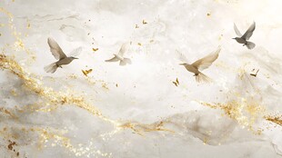 飞鸟翔于金白梦幻之境