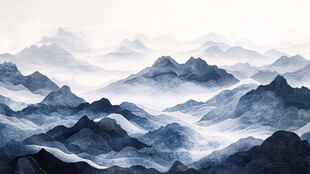 水墨群山 云雾缭绕意境美