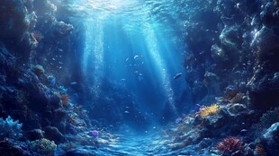 梦幻海底世界的光影奇观