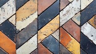 复古拼色瓷砖纹理特写