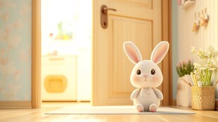 可爱小兔静候于温馨家门