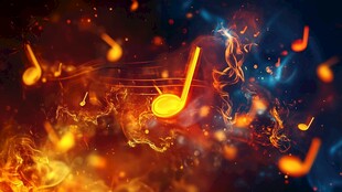 火焰音符舞动的音乐世界