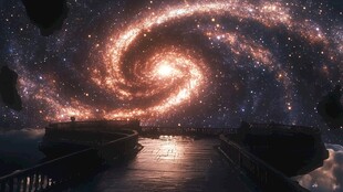 梦幻星河下的静谧栈桥