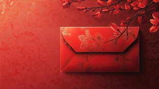 喜庆红包与枝头红花