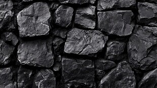 黑色石块堆砌的坚固石墙