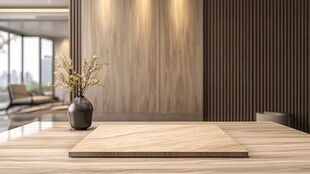 简约木桌花瓶室内装饰景