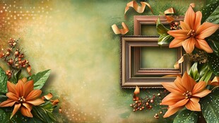 复古花卉相框背景图