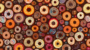 多彩甜甜圈无缝图案