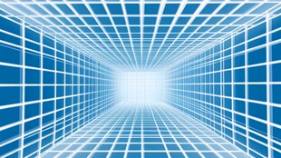 蓝色网格隧道通向光明