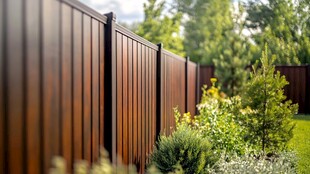 木质围栏旁的绿植景观