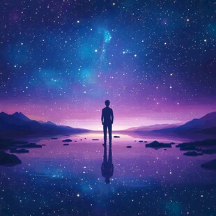 星空下的孤独身影