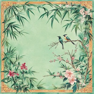 中式花鸟边框图