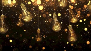 金色灯泡闪烁梦幻背景