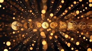 金色炫光科技感金币特效