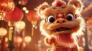 可爱舞狮贺新春