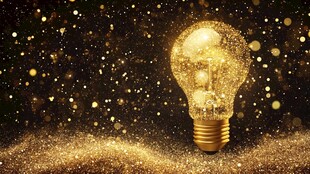 金色闪耀灯泡创意背景图