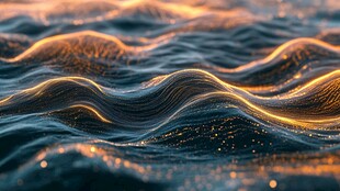 金色波光粼粼的动态海洋