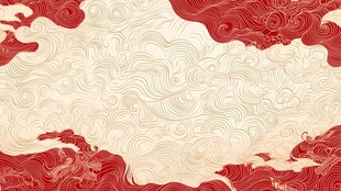中式红白色海浪云纹背景