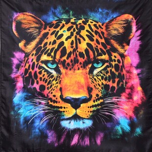 彩色豹头图案时尚挂毯