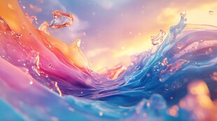 梦幻色彩液体飞溅画面