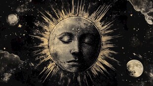 神秘太阳脸与星月奇幻图景