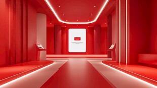 红色科技风展厅内部空间
