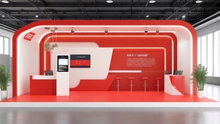 红色现代风展会展台设计